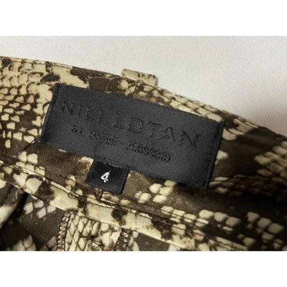 Nili Lotan Womens Snakeskin Print Wide-Leg Cropped Pants Size 4
